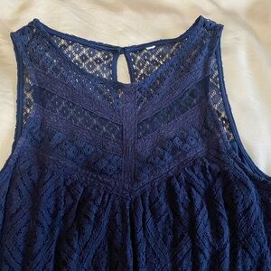 Navy Lace Sleeveless Top